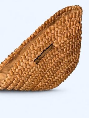 Vera Wang Gold Plate Clutch with Beige Fabric